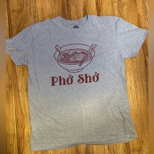 Casual Gray Graphic Tee with Pho Design